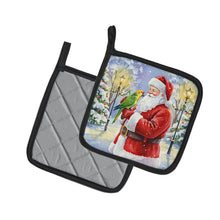 Load image into Gallery viewer, Yellow Naped Amazon with Santa Claus Pair of Pot Holders
