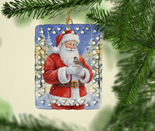Load image into Gallery viewer, Zebra Finch with Santa Claus Porcelain Ornament