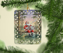 Load image into Gallery viewer, Cajun Santa Claus and the Accordion Gator Christmas Porcelain Ornament