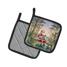 Load image into Gallery viewer, Cajun Santa Claus and the Accordion Gator Christmas Pair of Pot Holders