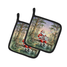 Load image into Gallery viewer, Cajun Santa Claus and the Accordion Gator Christmas Pair of Pot Holders