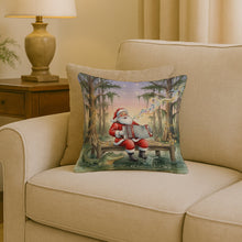Load image into Gallery viewer, Cajun Santa Claus and the Accordion Gator Christmas Throw Pillow