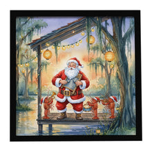Load image into Gallery viewer, Cajun Santa Claus and the Crawfish Band Christmas Framed Metal Print