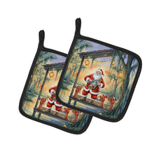 Load image into Gallery viewer, Cajun Santa Claus and the Crawfish Band Christmas Pair of Pot Holders
