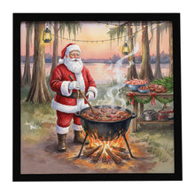 Load image into Gallery viewer, Cajun Santa Claus Cooking Gumbo Christmas Framed Metal Print