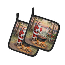 Load image into Gallery viewer, Cajun Santa Claus Cooking Gumbo Christmas Pair of Pot Holders