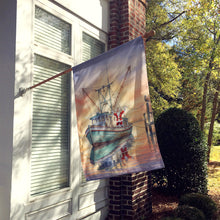Load image into Gallery viewer, Cajun Santa Claus Decorating a Shrimp Boat Christmas House Flag