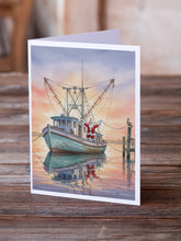 Load image into Gallery viewer, Cajun Santa Claus Decorating a Shrimp Boat Christmas Greeting Cards Pack of 8