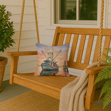 Load image into Gallery viewer, Cajun Santa Claus Decorating a Shrimp Boat Christmas Throw Pillow