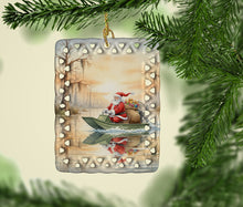 Load image into Gallery viewer, Cajun Santa Claus Delivering Gifts by Airboat Christmas Porcelain Ornament