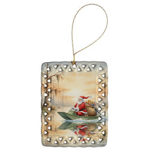 Load image into Gallery viewer, Cajun Santa Claus Delivering Gifts by Airboat Christmas Porcelain Ornament