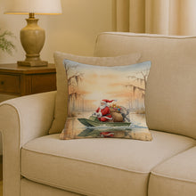 Load image into Gallery viewer, Cajun Santa Claus Delivering Gifts by Airboat Christmas Throw Pillow