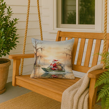 Load image into Gallery viewer, Cajun Santa Claus Delivering Gifts by Airboat Christmas Throw Pillow