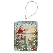 Load image into Gallery viewer, Cajun Santa Claus Feeding the Gators Christmas Porcelain Ornament