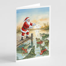 Load image into Gallery viewer, Cajun Santa Claus Feeding the Gators Christmas Greeting Cards Pack of 8