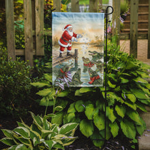 Load image into Gallery viewer, Cajun Santa Claus Feeding the Gators Christmas Garden Flag
