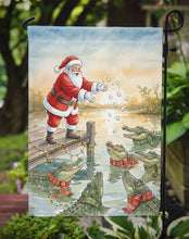Load image into Gallery viewer, Cajun Santa Claus Feeding the Gators Christmas Garden Flag