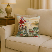Load image into Gallery viewer, Cajun Santa Claus Feeding the Gators Christmas Throw Pillow