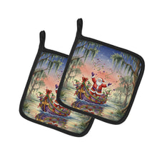 Load image into Gallery viewer, Cajun Santa Claus in the Bayou Christmas Parade Christmas Pair of Pot Holders