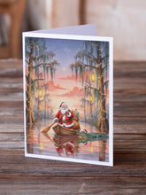 Load image into Gallery viewer, Cajun Santa Claus in the Pirogue Christmas Greeting Cards Pack of 8