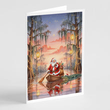 Load image into Gallery viewer, Cajun Santa Claus in the Pirogue Christmas Greeting Cards Pack of 8
