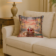 Load image into Gallery viewer, Cajun Santa Claus in the Pirogue Christmas Throw Pillow
