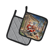 Load image into Gallery viewer, Cajun Santa Claus Playing Zydeco Christmas Pair of Pot Holders