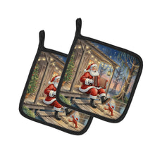Load image into Gallery viewer, Cajun Santa Claus Playing Zydeco Christmas Pair of Pot Holders