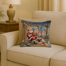 Load image into Gallery viewer, Cajun Santa Claus Playing Zydeco Christmas Throw Pillow