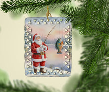 Load image into Gallery viewer, Fishing Santa Claus with Bluegill Christmas Porcelain Ornament