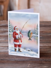 Load image into Gallery viewer, Fishing Santa Claus with Bluegill Christmas Greeting Cards Pack of 8