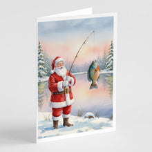 Load image into Gallery viewer, Fishing Santa Claus with Bluegill Christmas Greeting Cards Pack of 8
