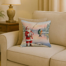 Load image into Gallery viewer, Fishing Santa Claus with Bluegill Christmas Throw Pillow