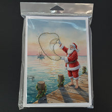 Load image into Gallery viewer, Fishing Santa Claus with Castnet Christmas Greeting Cards Pack of 8