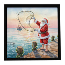 Load image into Gallery viewer, Fishing Santa Claus with Castnet Christmas Framed Metal Print