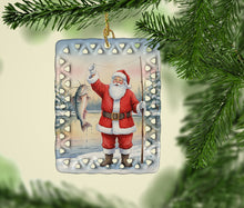 Load image into Gallery viewer, Fishing Santa Claus with Catfish Christmas Porcelain Ornament