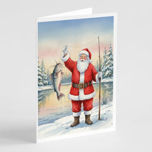 Load image into Gallery viewer, Fishing Santa Claus with Catfish Christmas Greeting Cards Pack of 8