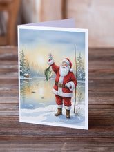 Load image into Gallery viewer, Fishing Santa Claus with Crappie Christmas Greeting Cards Pack of 8