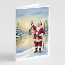 Load image into Gallery viewer, Fishing Santa Claus with Crappie Christmas Greeting Cards Pack of 8
