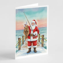 Load image into Gallery viewer, Fishing Santa Claus with Flounder Christmas Greeting Cards Pack of 8