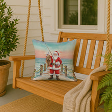 Load image into Gallery viewer, Fishing Santa Claus with Flounder Christmas Throw Pillow