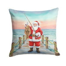 Load image into Gallery viewer, Fishing Santa Claus with Flounder Christmas Throw Pillow