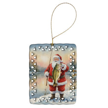 Load image into Gallery viewer, Fishing Santa Claus with Largemouth Bass Christmas Porcelain Ornament