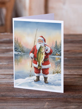 Load image into Gallery viewer, Fishing Santa Claus with Largemouth Bass Christmas Greeting Cards Pack of 8