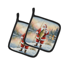 Load image into Gallery viewer, Fishing Santa Claus with Largemouth Bass Christmas Pair of Pot Holders