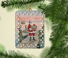 Load image into Gallery viewer, Fishing Santa Claus with Oysters Christmas Porcelain Ornament