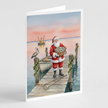 Load image into Gallery viewer, Fishing Santa Claus with Oysters Christmas Greeting Cards Pack of 8