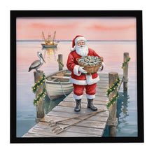 Load image into Gallery viewer, Fishing Santa Claus with Oysters Christmas Framed Metal Print