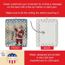 Load image into Gallery viewer, Fishing Santa Claus with Rainbow Trout Christmas Porcelain Ornament