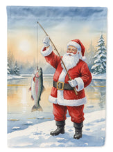 Load image into Gallery viewer, Fishing Santa Claus with Rainbow Trout Christmas Garden Flag